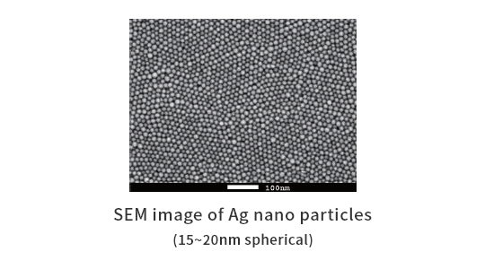 SEM image of Ag nano particles
(15~20nm spherical)